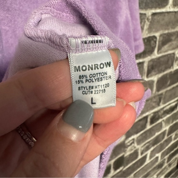 Monrow Terry Cloth Pocket Shirt purple button down top - Picture 6 of 7